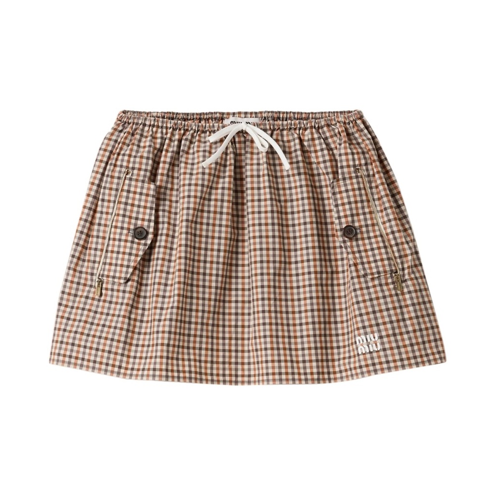Miu Miu Brown Checkered Mini Skirt